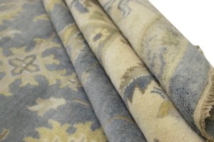 Slate Grey Floral 12X16 Oushak Chobi Oriental Rug