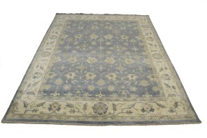 Slate Grey Floral 12X16 Oushak Chobi Oriental Rug