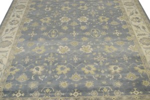 Slate Grey Floral 12X16 Oushak Chobi Oriental Rug