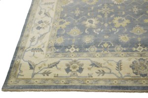 Slate Grey Floral 12X16 Oushak Chobi Oriental Rug