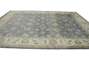 Slate Grey Floral 12X16 Oushak Chobi Oriental Rug