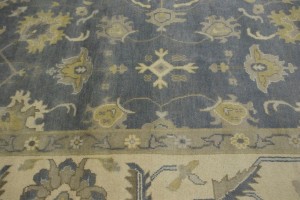 Slate Grey Floral 12X16 Oushak Chobi Oriental Rug