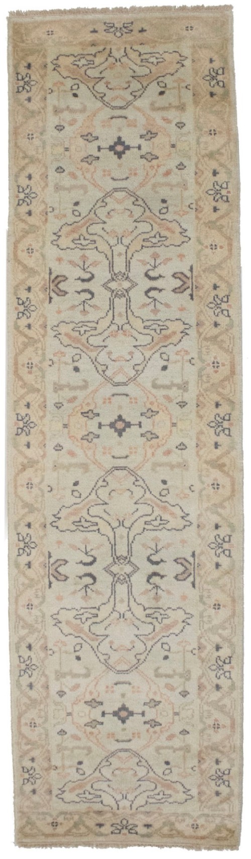 Pastel Turquoise Floral 3X10 Oushak Runner Rug