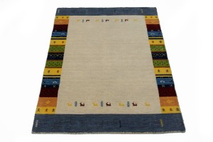 Multicolored Tribal Border 4'7X6'5 Lori Gabbeh Oriental Rug