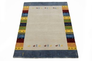 Multicolored Tribal Border 4'7X6'5 Lori Gabbeh Oriental Rug
