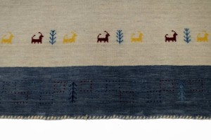 Multicolored Tribal Border 4'7X6'5 Lori Gabbeh Oriental Rug