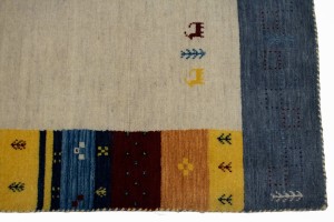 Multicolored Tribal Border 4'7X6'5 Lori Gabbeh Oriental Rug