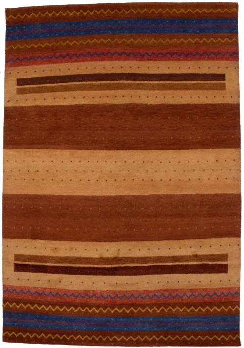 Multicolored Tribal Stripes 7X10 Indo Gabbeh Oriental Rug