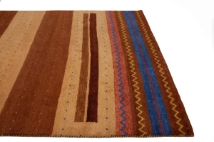 Multicolored Tribal Stripes 7X10 Indo Gabbeh Oriental Rug
