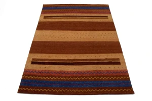 Multicolored Tribal Stripes 7X10 Indo Gabbeh Oriental Rug
