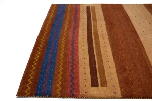 Multicolored Tribal Stripes 7X10 Indo Gabbeh Oriental Rug