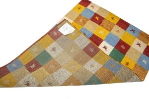 Multicolored Checkered 4X6 Indo-Gabbeh Oriental Rug