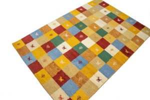 Multicolored Checkered 4X6 Indo-Gabbeh Oriental Rug