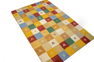 Multicolored Checkered 4X6 Indo-Gabbeh Oriental Rug