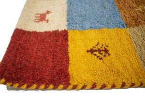 Multicolored Checkered 4X6 Indo-Gabbeh Oriental Rug