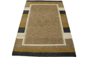 Khaki Tribal 4X6 Indo-Gabbeh Oriental Rug