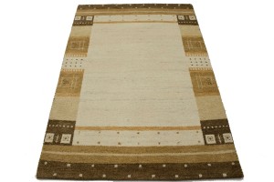 Multicolored Tribal Bordered 4X6 Indo-Gabbeh Oriental Rug