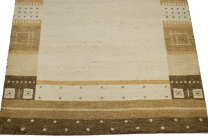 Multicolored Tribal Bordered 4X6 Indo-Gabbeh Oriental Rug