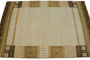 Multicolored Tribal Bordered 4X6 Indo-Gabbeh Oriental Rug