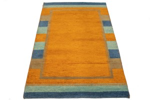 Tangerine Orange Tribal 4X6 Indo-Gabbeh Oriental Rug