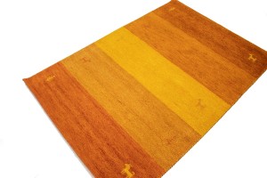 Gold & Rust Stripes 4X6 Indo-Gabbeh Oriental Rug