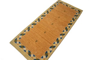 Rusty Peach Bordered Tribal 2'9X6'4 Indo-Gabbeh Oriental Rug