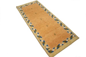 Rusty Peach Bordered Tribal 2'9X6'4 Indo-Gabbeh Oriental Rug