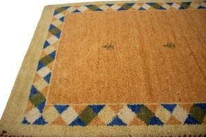 Rusty Peach Bordered Tribal 2'9X6'4 Indo-Gabbeh Oriental Rug