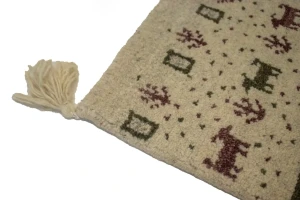 Pair of Beige Tribal 2X3 Indo-Gabbeh Oriental Rugs