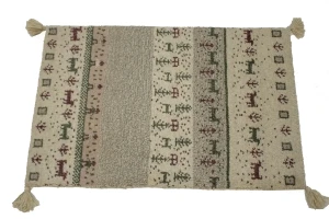 Pair of Beige Tribal 2X3 Indo-Gabbeh Oriental Rugs