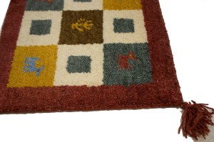 Multicolored Tribal Modern 1'4X1'4 Indo-Gabbeh Oriental Square Rug