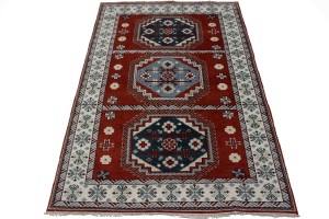 Rust Geometric 6X9 Kazak Oriental Rug