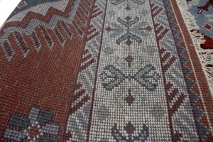 Rust Geometric 6X9 Kazak Oriental Rug