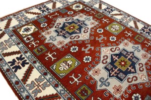 Red Geometric 5X8 Kazak Oriental Rug