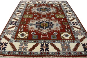 Red Geometric 5X8 Kazak Oriental Rug