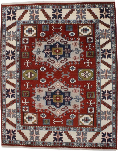 Red Geometric 5X8 Kazak Oriental Rug