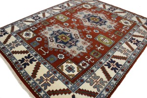 Red Geometric 5X8 Kazak Oriental Rug