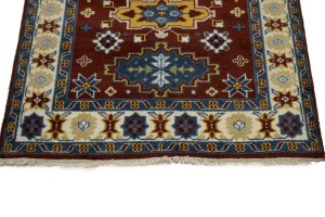 Wine Red Geometric 5X8 Kazak Oriental Rug