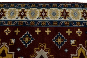 Wine Red Geometric 5X8 Kazak Oriental Rug