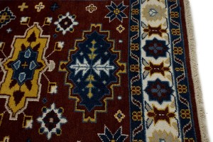 Wine Red Geometric 5X8 Kazak Oriental Rug
