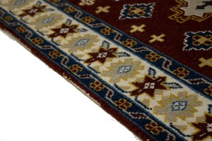 Wine Red Geometric 5X8 Kazak Oriental Rug