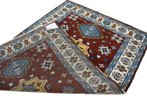 Wine Red Geometric 5X8 Kazak Oriental Rug