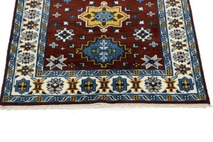 Wine Red Geometric 5X8 Kazak Oriental Rug