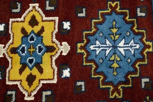 Wine Red Geometric 5X8 Kazak Oriental Rug