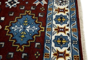 Wine Red Geometric 5X8 Kazak Oriental Rug