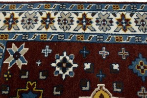 Wine Red Geometric 5X8 Kazak Oriental Rug