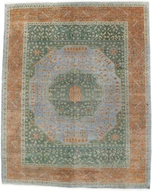 Green Geometric 9X12 Mamluk Oriental Rug