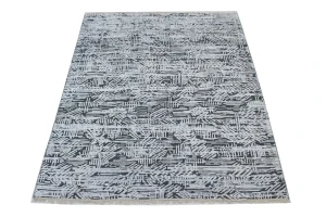 Dark Gray Geometric 8X10 Oriental Modern Rug