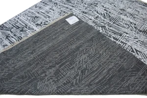 Dark Gray Geometric 8X10 Oriental Modern Rug