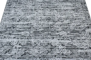 Dark Gray Geometric 8X10 Oriental Modern Rug